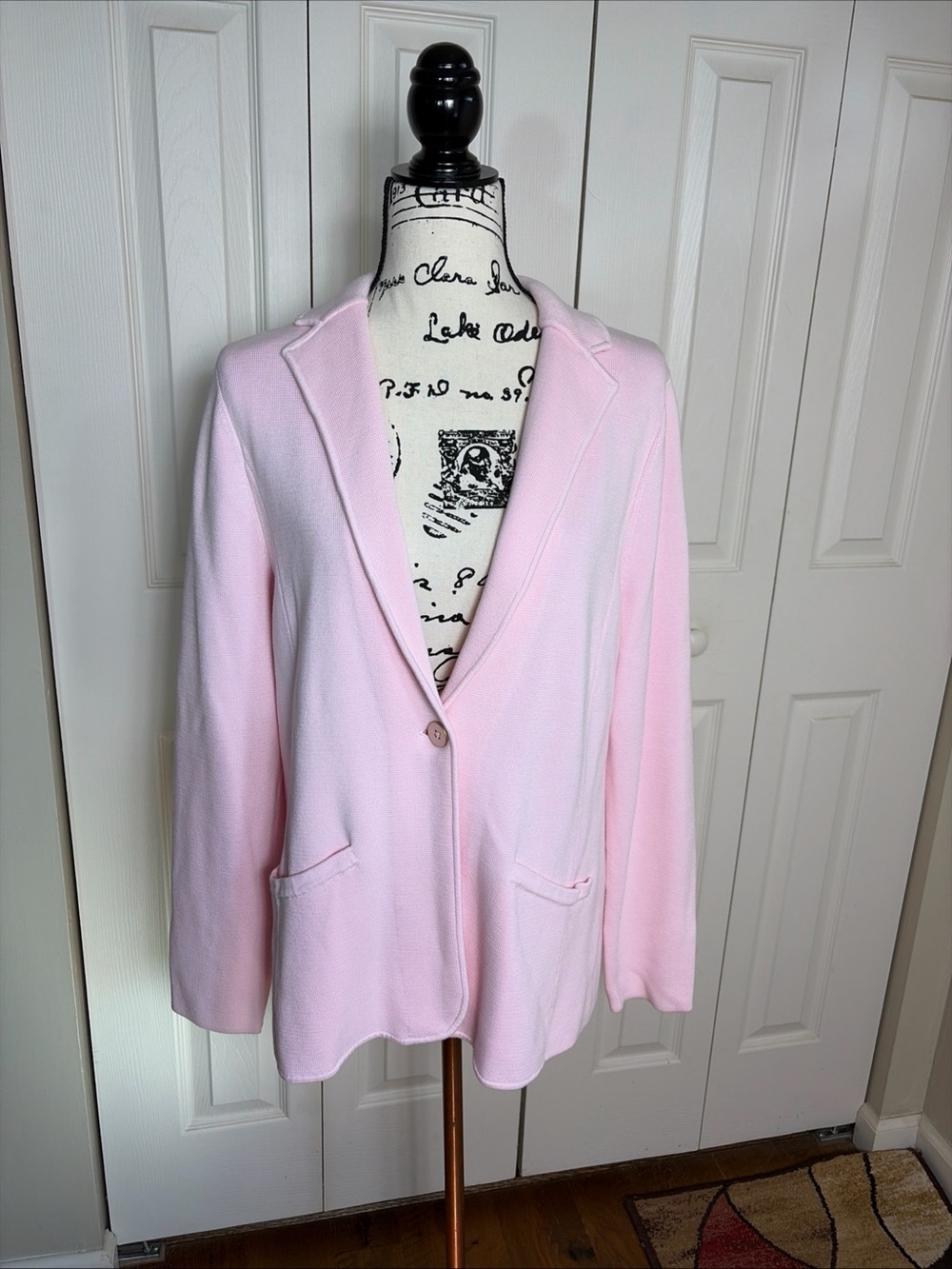 NWTS Talbots Knit Blazer Women's Size Large Pink Knit Single Button Jacket